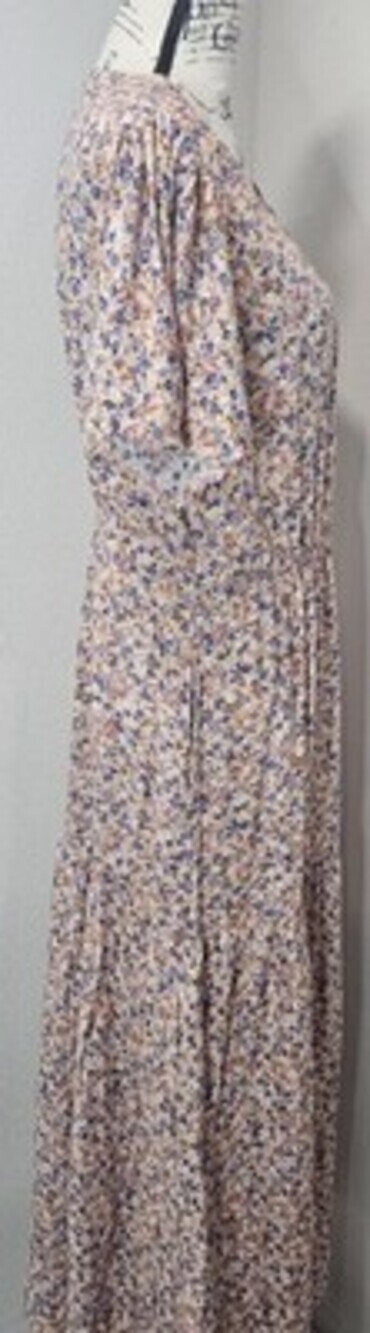 Manydress Womens Casual Floral Print Dress Layered Swing Boho Maxi Pockets Sz L - Picture 5 of 12